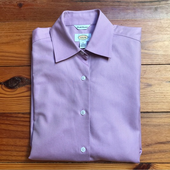 Talbots Purple Striped Button Down Wrinkle Resistant Button Down Top, EUC, 6 - Picture 14 of 15